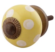 Yellow Dotted Small Ceramic Cabinet Knobs
